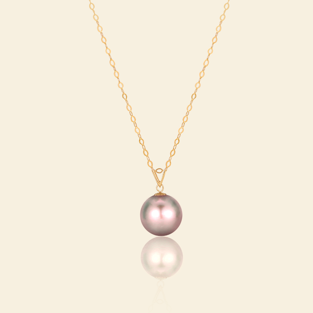 JESCOJES 18K Gold AAAA Pearl Vogue Pendant Necklace - Violet