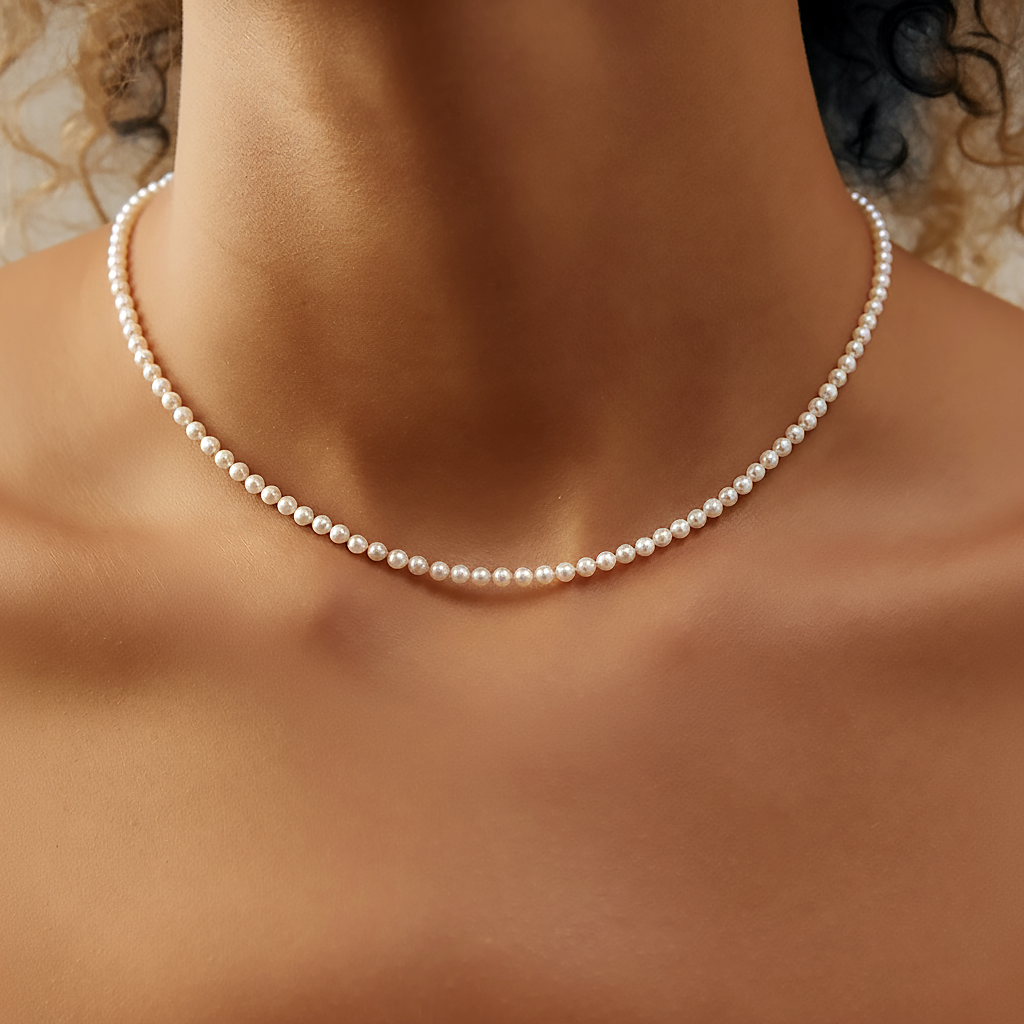 JESCOJES Noble AAAA Freshwater Pearl Strand Necklace 3.5-4mm 17"