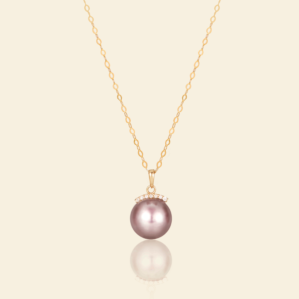 JESCOJES 18K Gold AAAA Pearl Radiance Pendant Necklace - Violet
