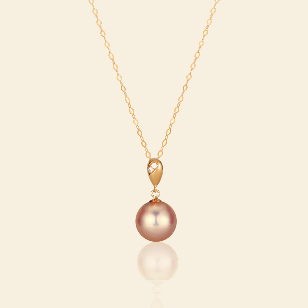 JESCOJES 18K Gold AAAA Pearl Waterdrop Pendant Necklace - Orange