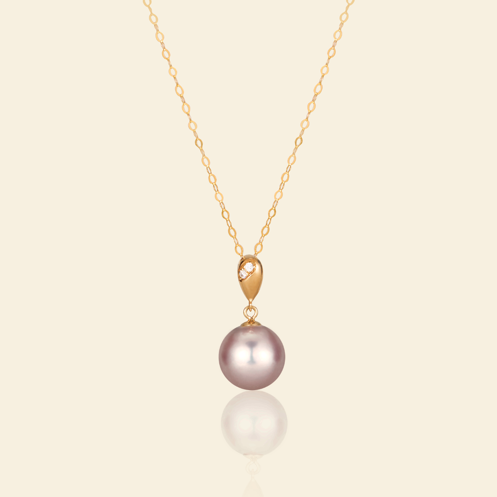 JESCOJES 18K Gold AAAA Pearl Waterdrop Pendant Necklace - Violet