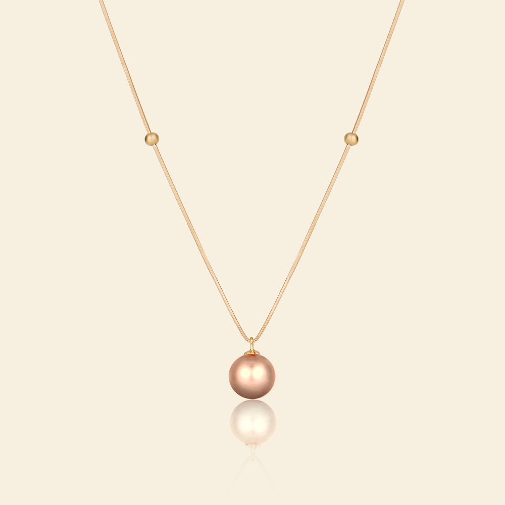 JESCOJES Elegant Beauty AAAA-Grade Pearl Pendant Necklace - Orange