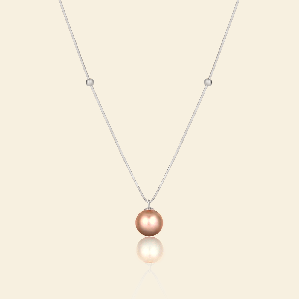 JESCOJES Elegant Beauty AAAA-Grade Pearl Pendant Necklace - Orange
