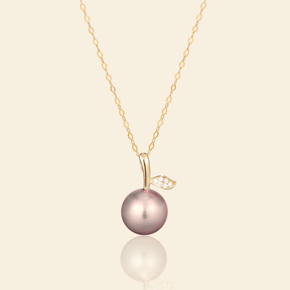 JESCOJES Lustrous Vital Leaf Pearl Pendant Necklace - Violet