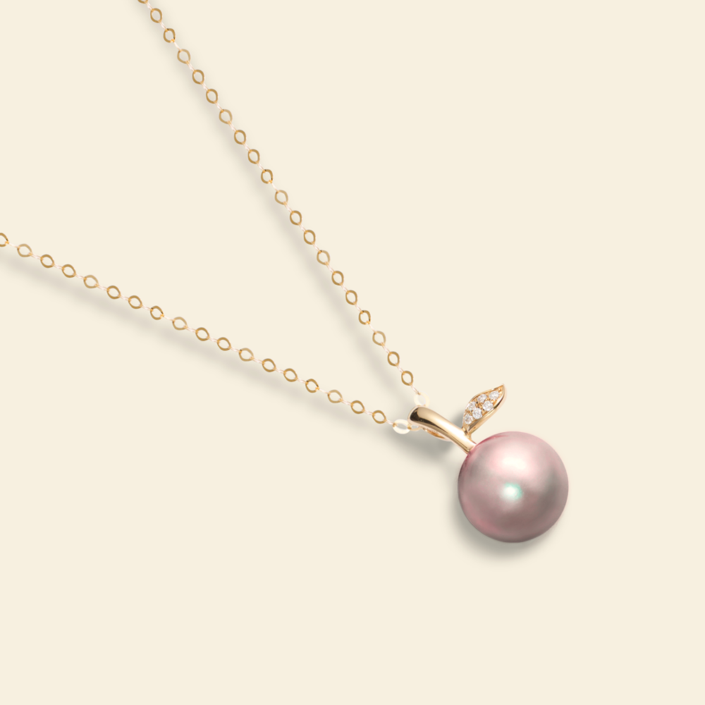 JESCOJES Lustrous Vital Leaf Pearl Pendant Necklace - Violet