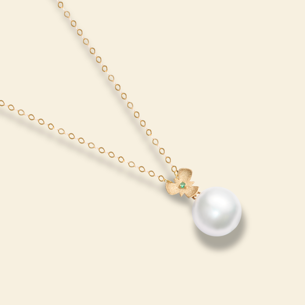 JESCOJES 18K Gold Vital Clover Pearl Pendant Necklace