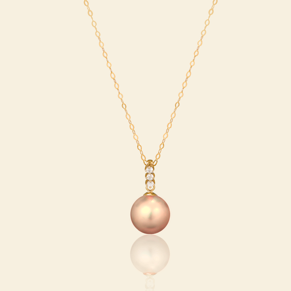 JESCOJES Sparkling Pearl Pendant Necklace - Orange