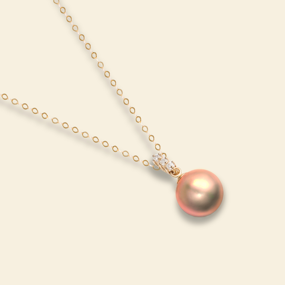 JESCOJES Sparkling Pearl Pendant Necklace - Orange