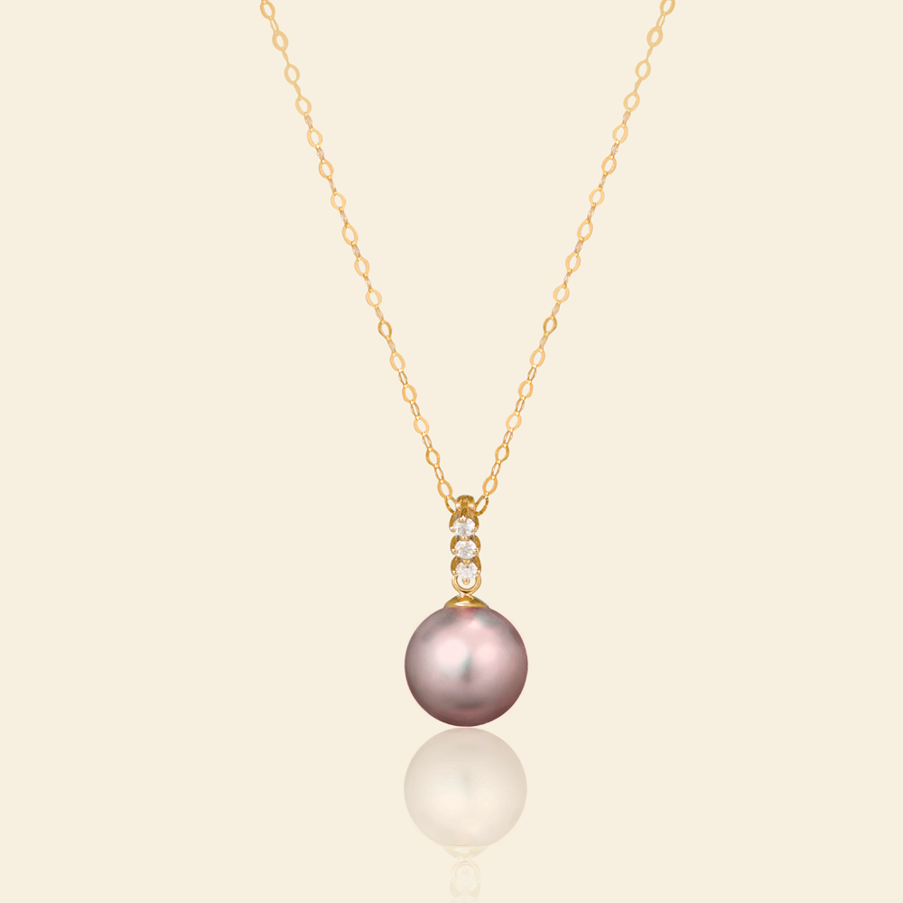 JESCOJES Sparkling Pearl Pendant Necklace - Violet