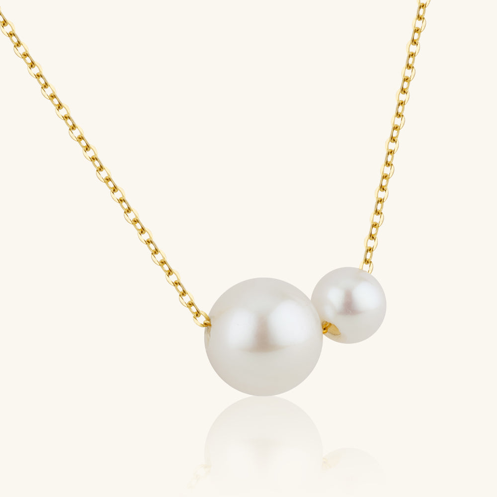 JESCOJES Charismatic AAAA Pearl Duo Pendant Necklace - Gold Plated_2