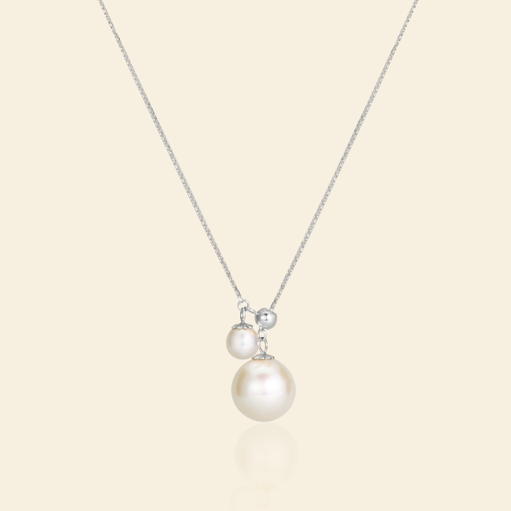 JESCOJES Charming Akoya Pearl Duo Pendant Necklace