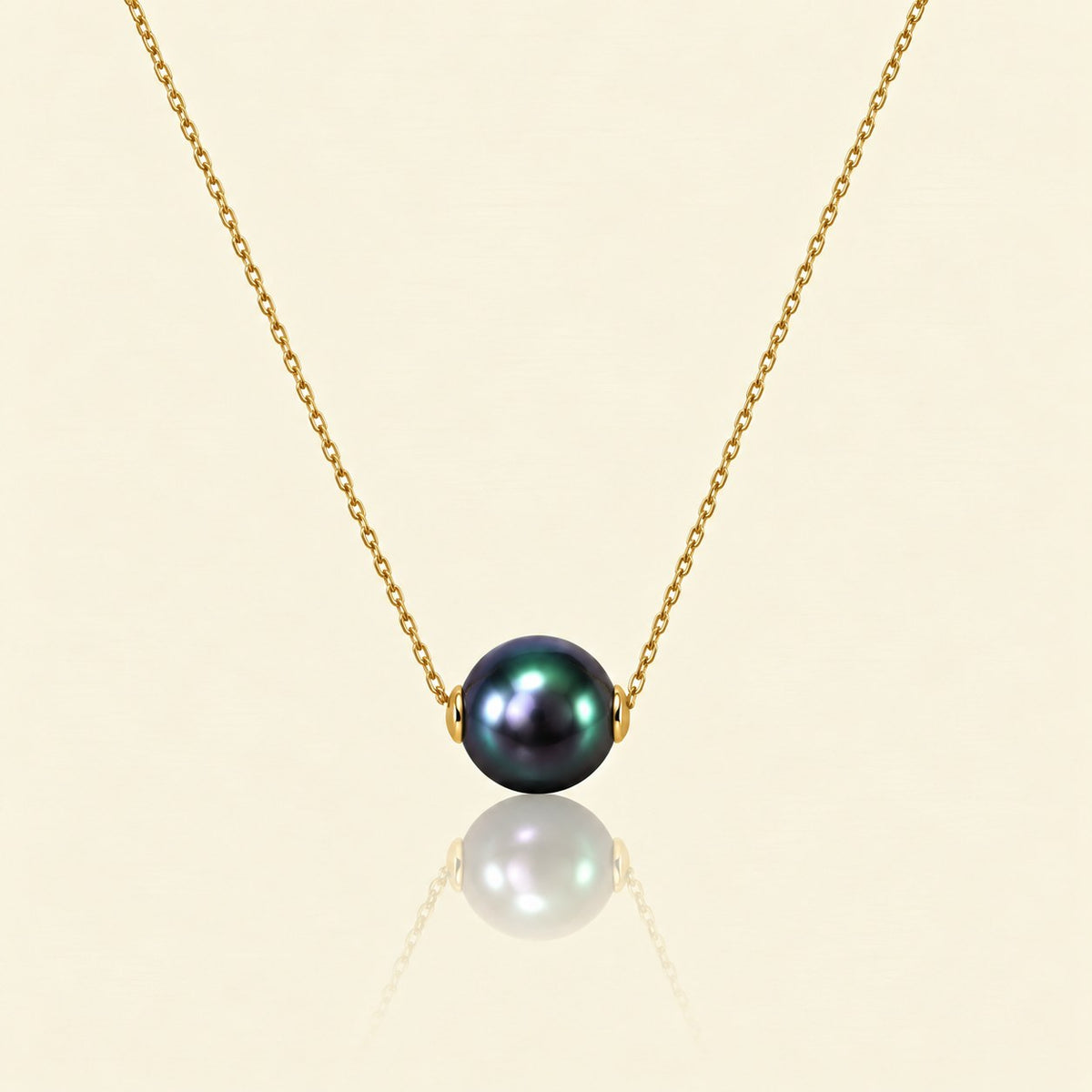 JESCOJES The Solitaire | 18K Gold Tahitian Pearl Pendant Necklace