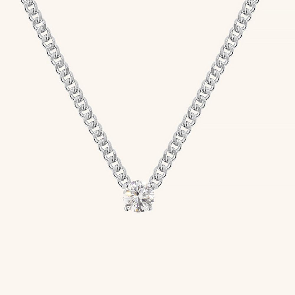 Four Prong Cuban Chain Moissanite Pendant Necklace - JESCOJES
