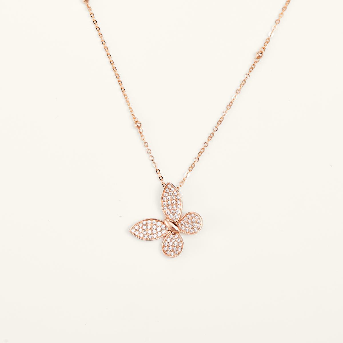 Dreamy Butterfly Rose Gold Pendant Necklace - JESCOJES