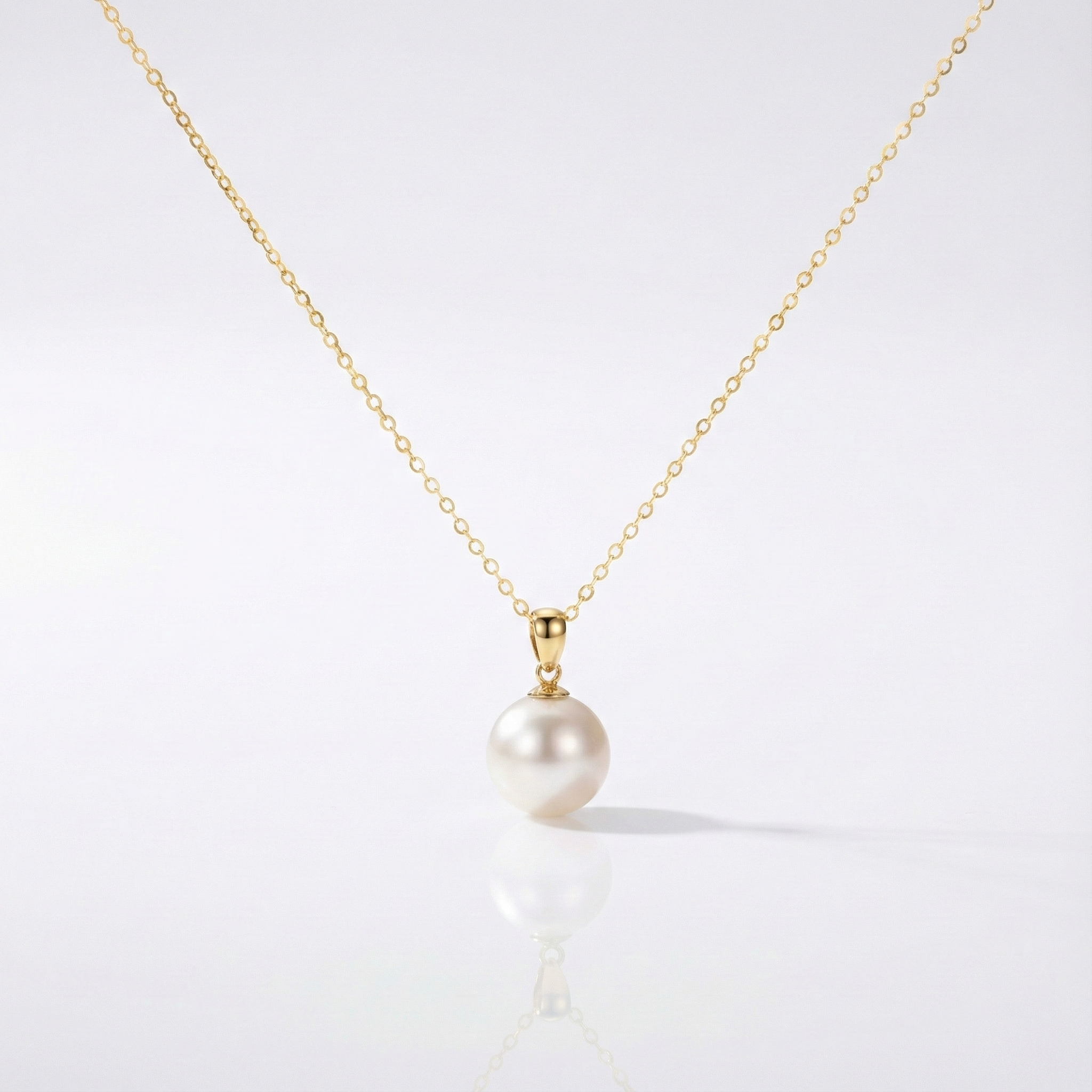 JESCOJES Elite 18K Gold Single Pearl Pendant Necklace