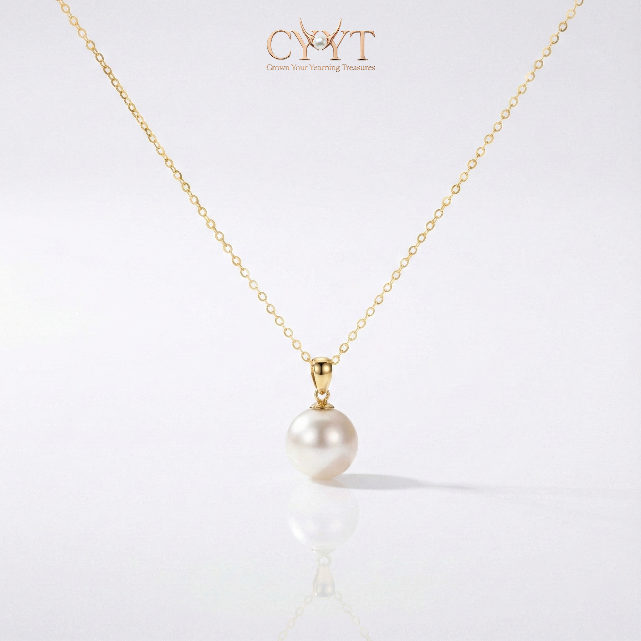 JESCOJES Elite 18K Gold Single Pearl Pendant Necklace