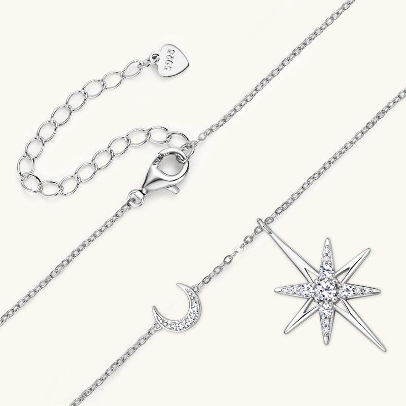 Star & Moon Premium Moissanite Pendant Necklace - JESCOJES