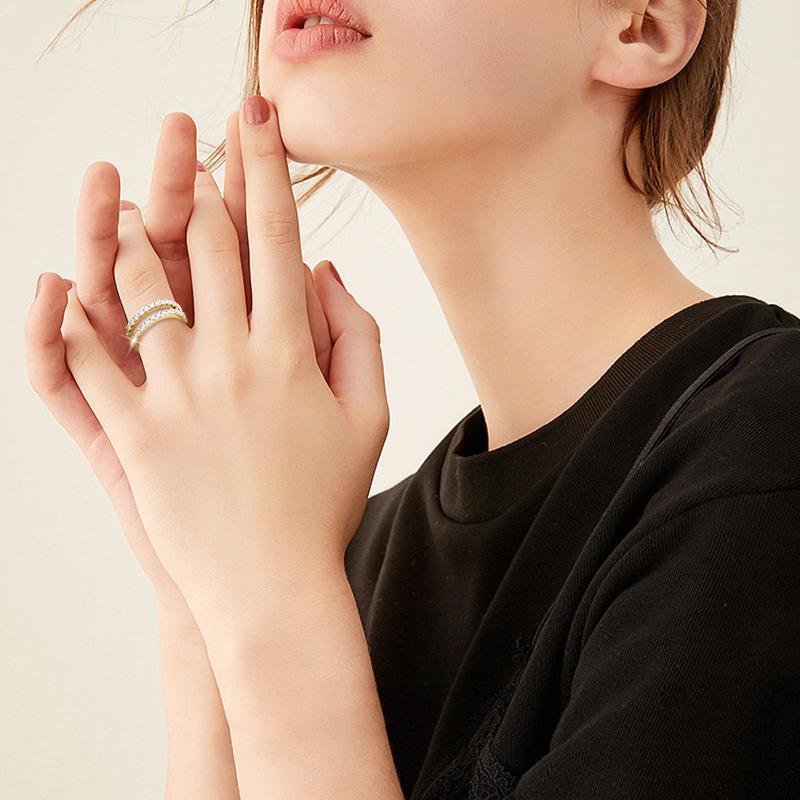 JESCOJES Shining Duo Premium Moissanite Wedding Ring