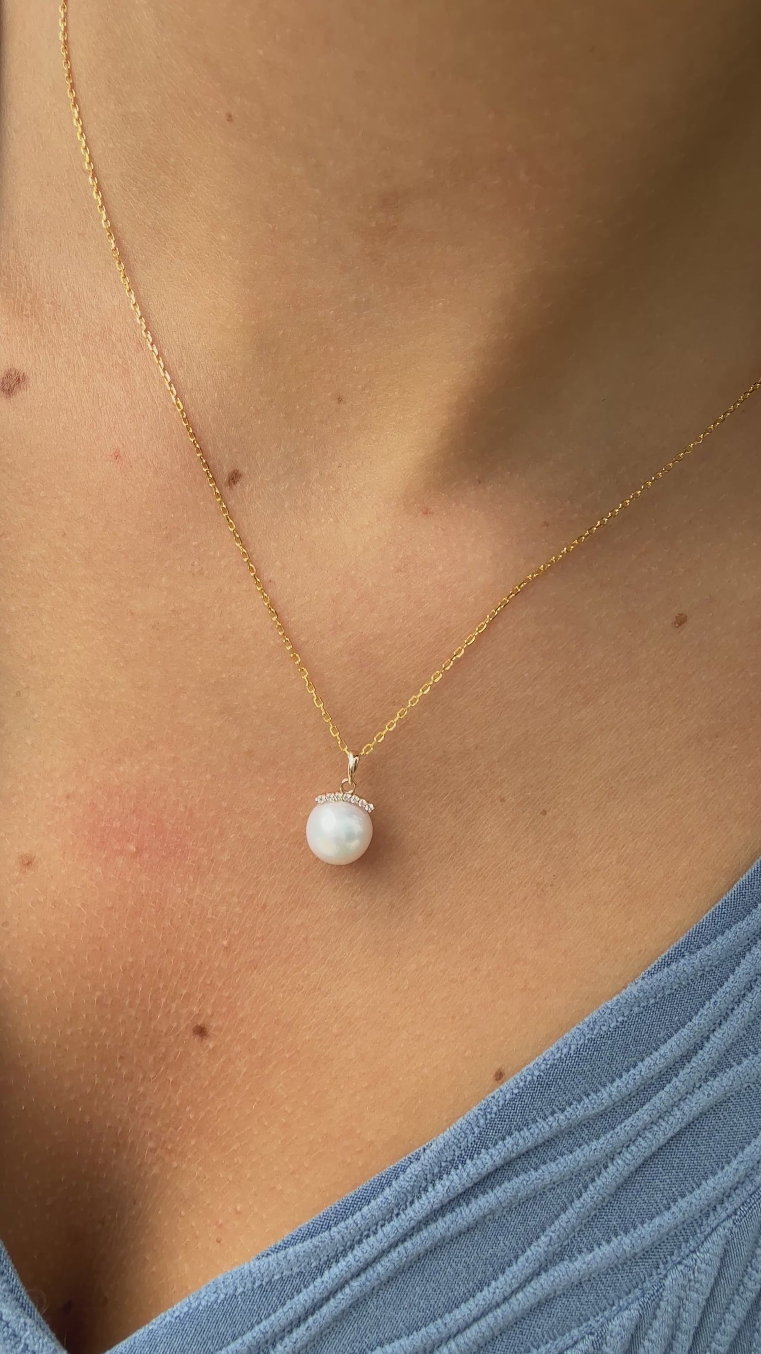 JESCOJES 18K Gold AAAA Pearl Radiance Pendant Necklace