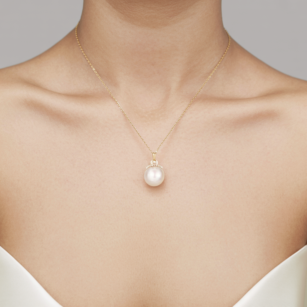 JESCOJES 18K Gold AAAA Pearl Radiance Pendant Necklace