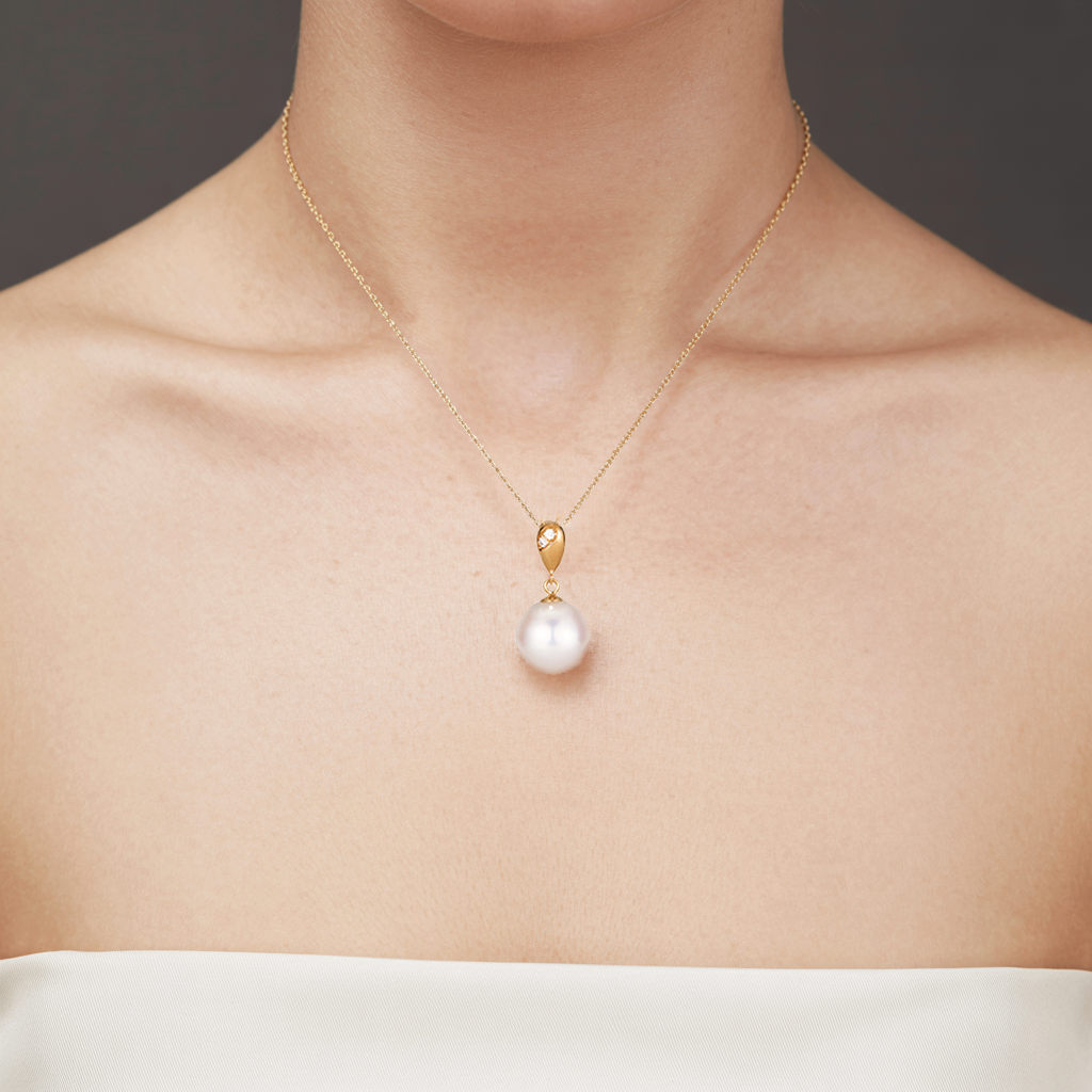 JESCOJES 18K Gold AAAA Pearl Waterdrop Pendant Necklace