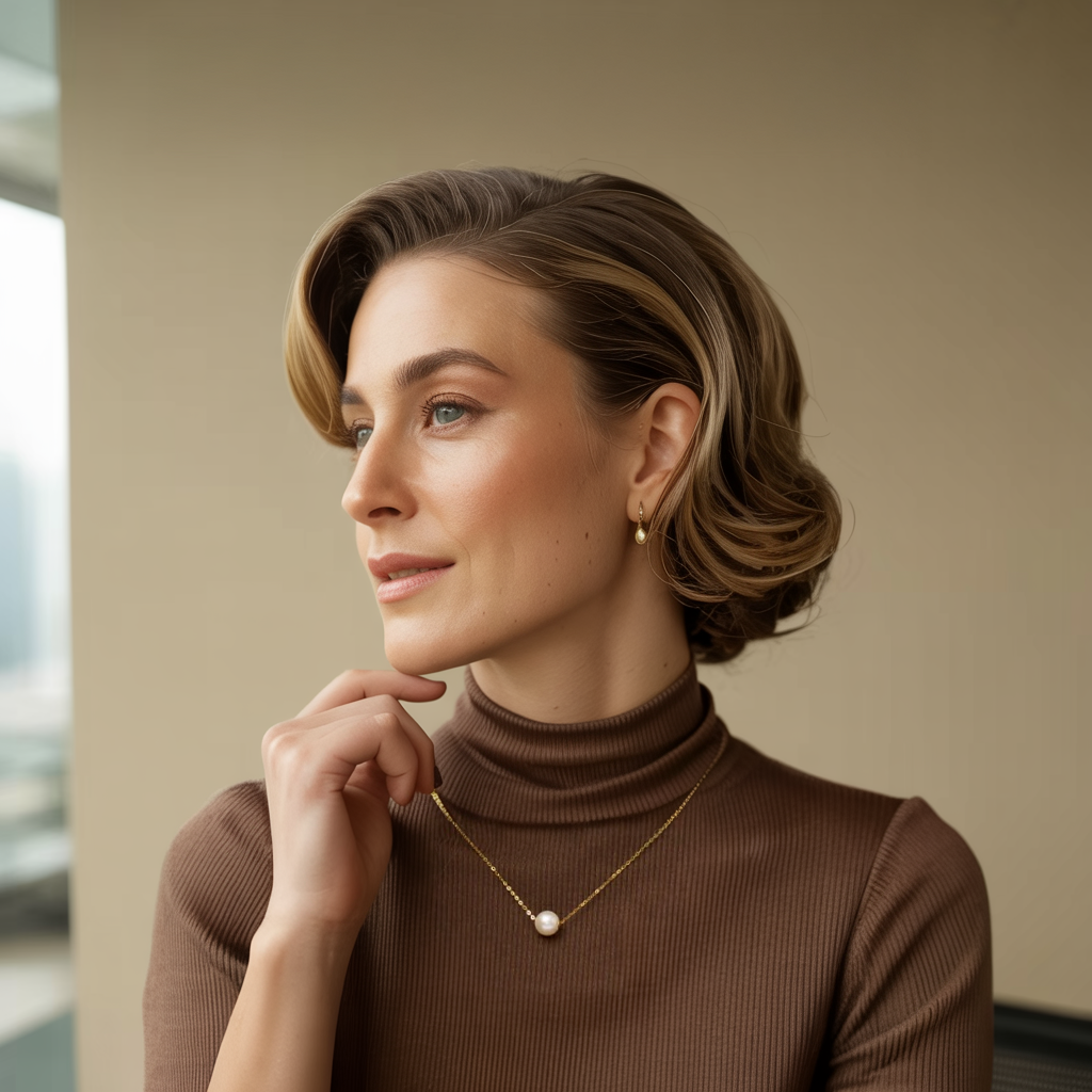 JESCOJES 18K Gold Solitaire Akoya Pearl Pendant Necklace