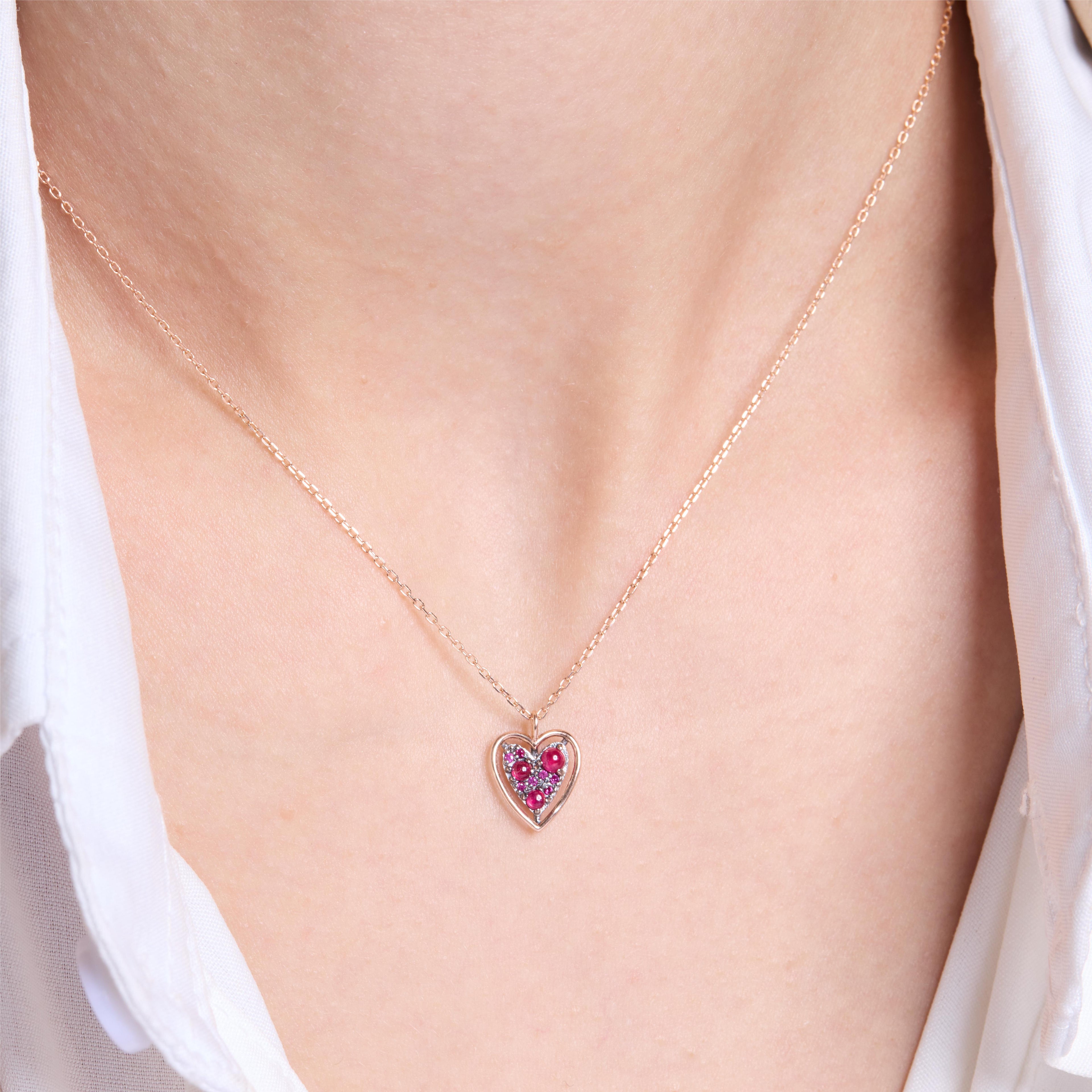 Noble Heart Rose Gold Ruby Pendant Necklace - JESCOJES