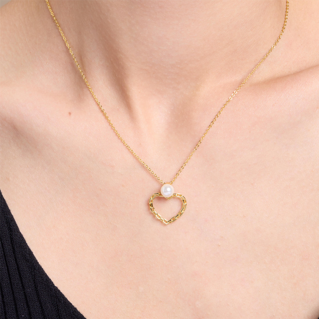 Romantic Heart Pearl Pendant Necklace - JESCOJES