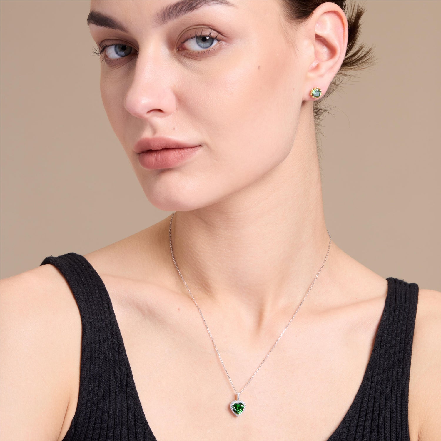 Romantic Green Heart Pendant Necklace - JESCOJES