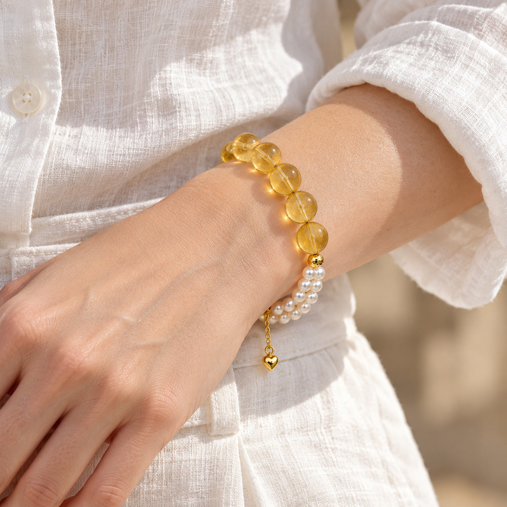 JESCOJES L'Harmonie Dorée | Citrin-Perlenarmband
