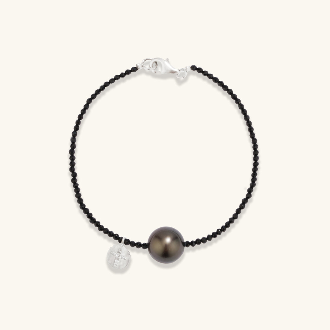 Shining Black Spinel Tahitian Pearl Bracelet