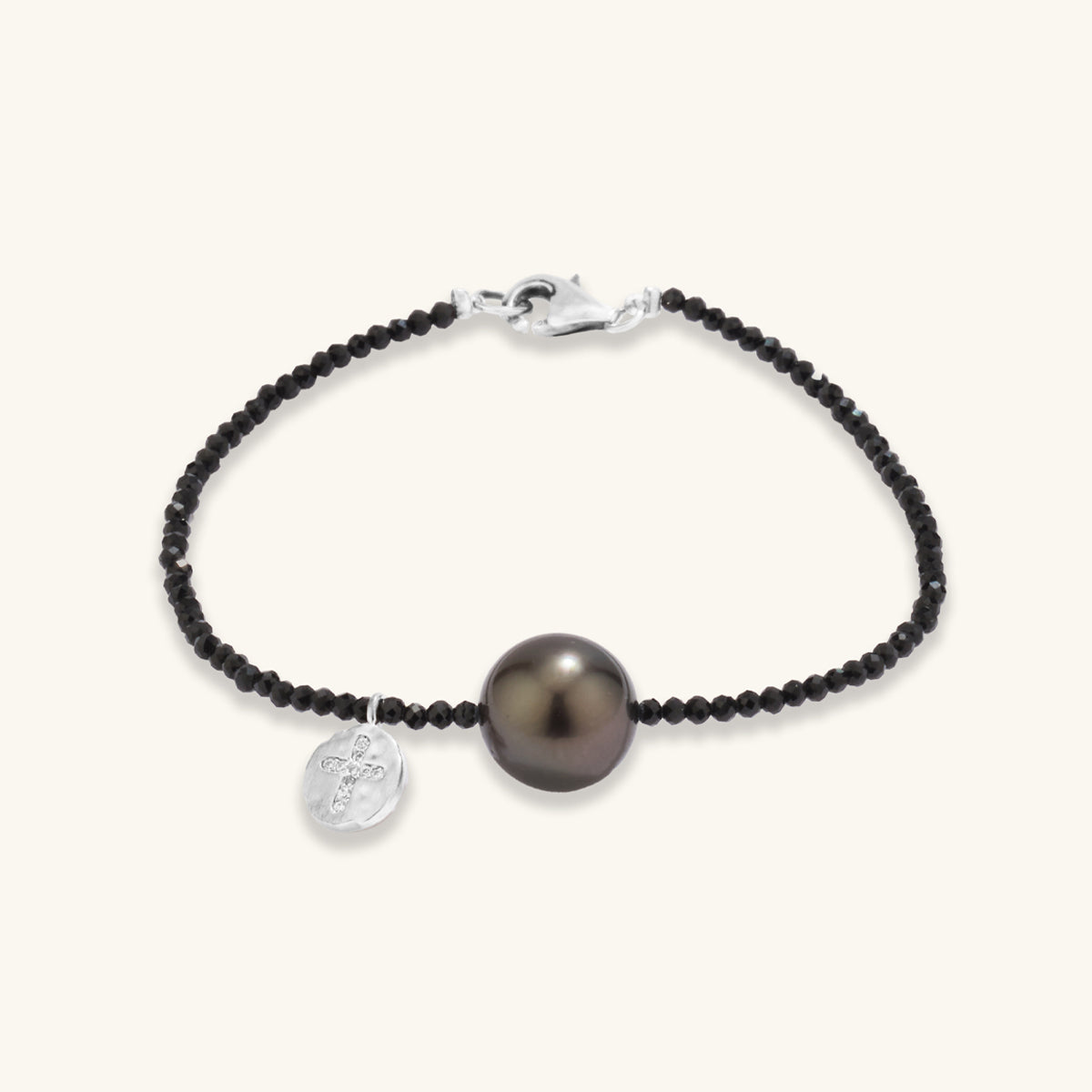 Shining Black Spinel Tahitian Pearl Bracelet