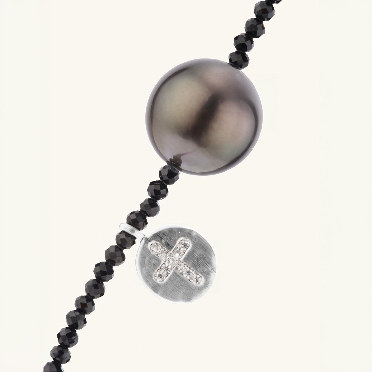 Shining Black Spinel Tahitian Pearl Bracelet