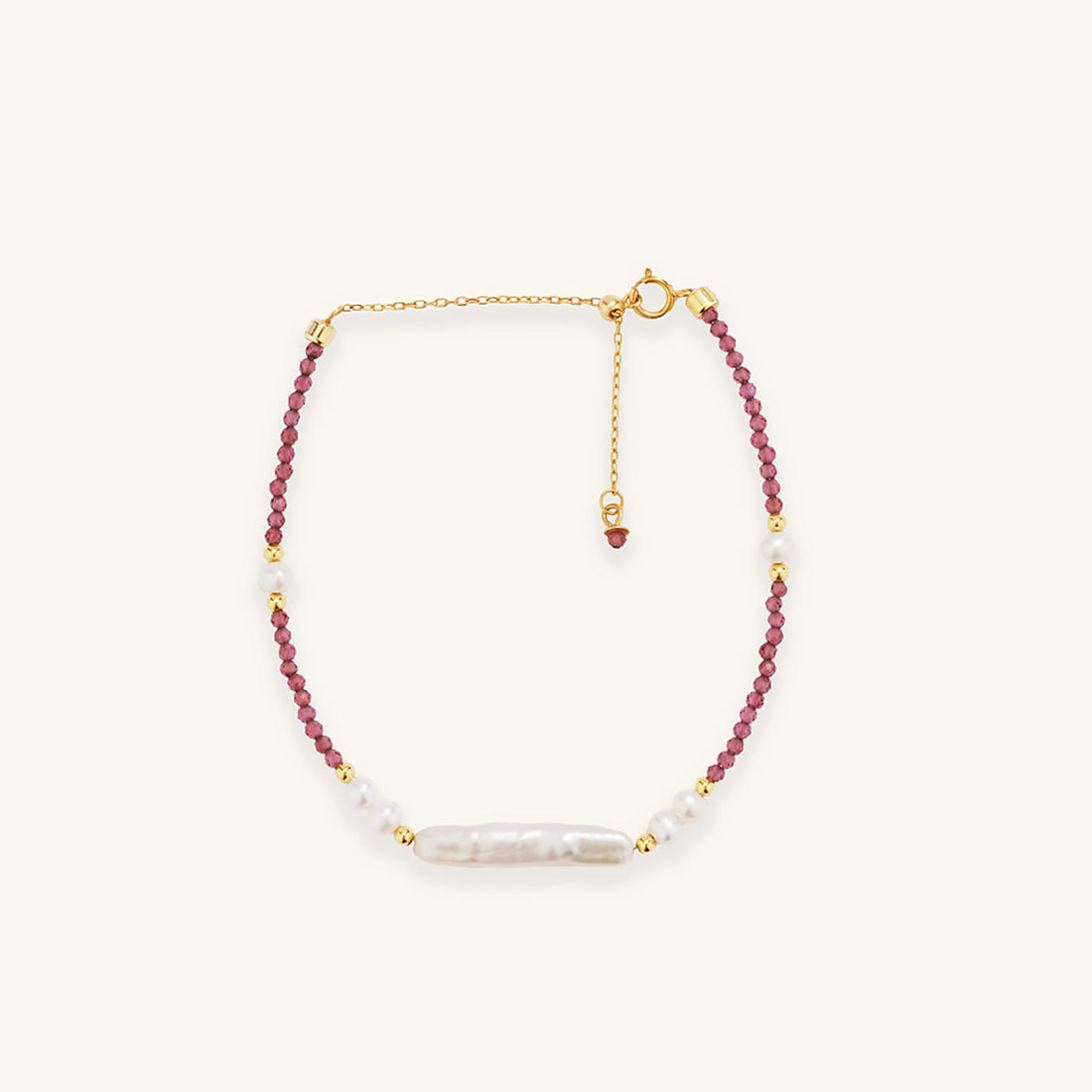 Garnet Baroque Pearl Bracelet