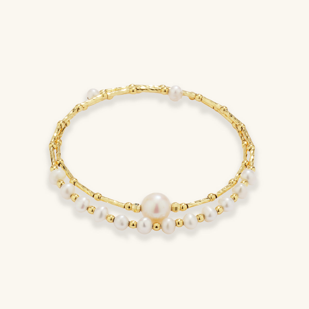 Double Layered Elastic Pearl Bracelet