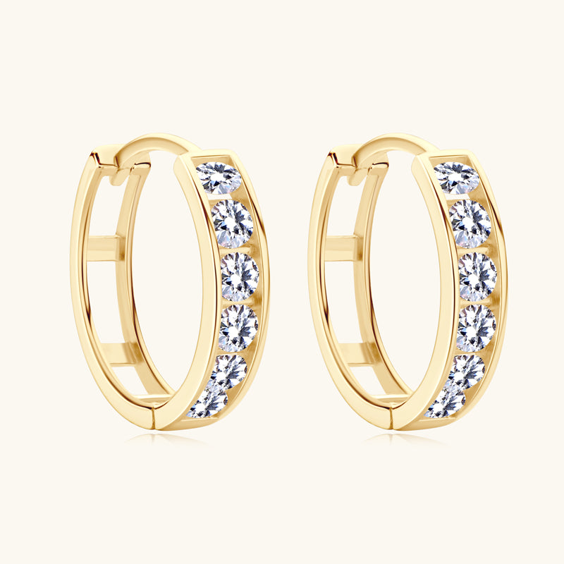 Brilliant Gold Pavé Hoop Earrings