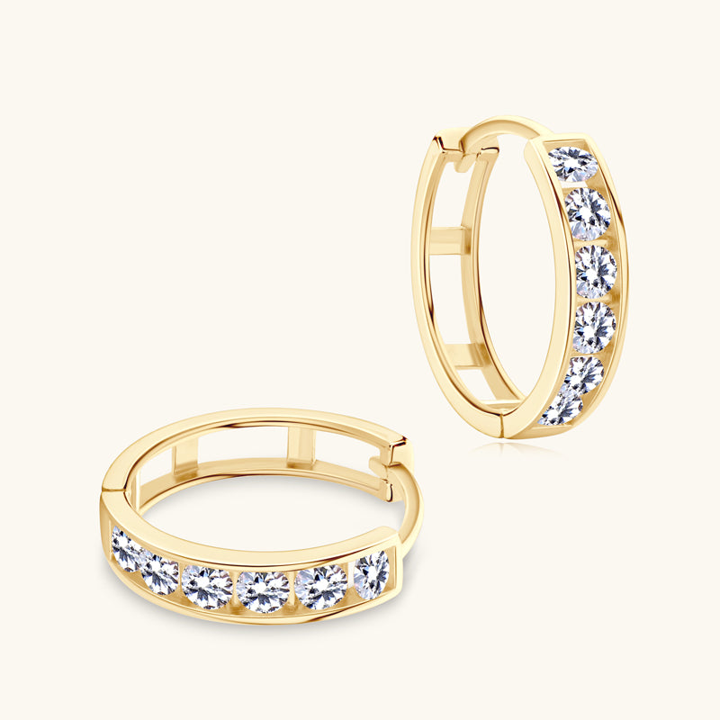 Brilliant Gold Pavé Hoop Earrings - JESCOJES