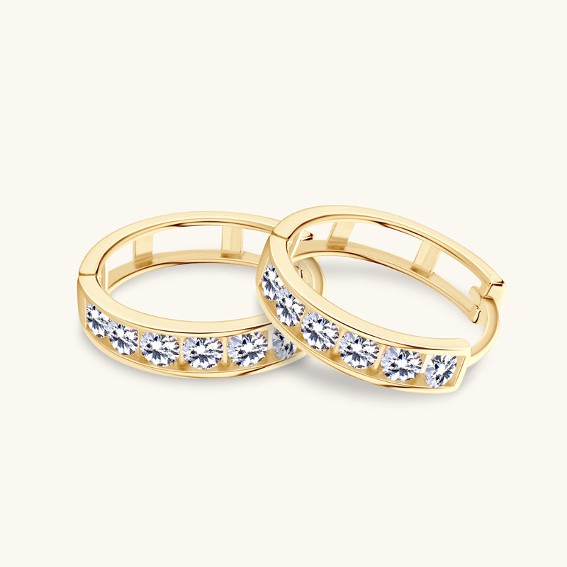 Brilliant Gold Pavé Hoop Earrings - JESCOJES