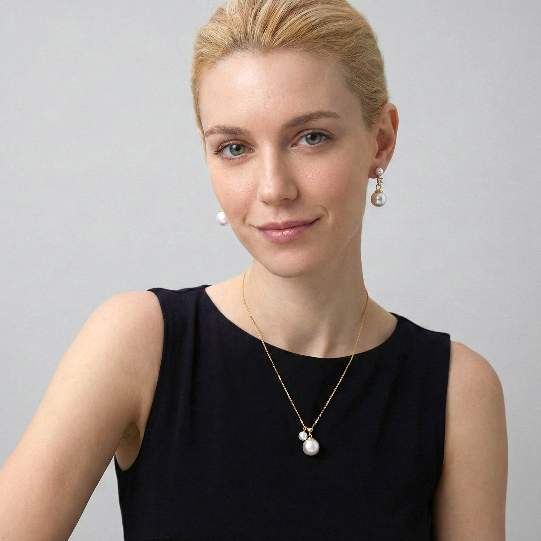 JESCOJES Charming AAAA Pearl Duo Pendant Necklace