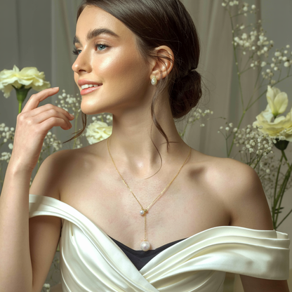 JESCOJES Charming AAAA Pearl Duo Pendant Necklace