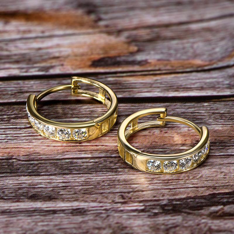 Brilliant Gold Pavé Hoop Earrings - JESCOJES