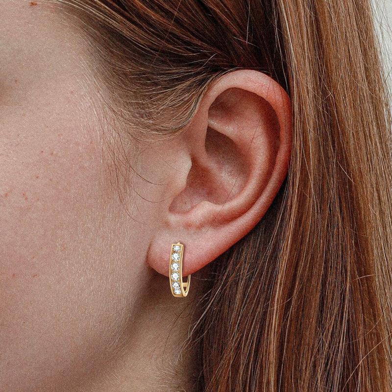 Brilliant Gold Pavé Hoop Earrings - JESCOJES