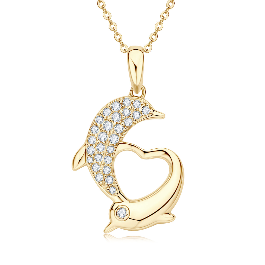 Gold Dolphin Premium Moissanite Pendant Necklace - JESCOJES