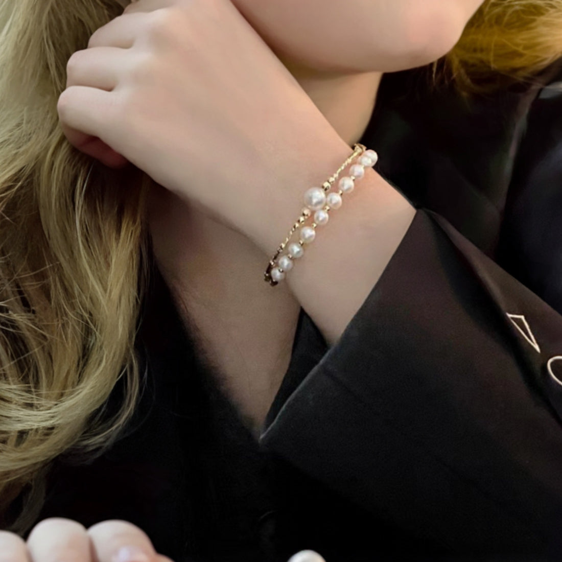 Double Layered Elastic Pearl Bracelet - JESCOJES