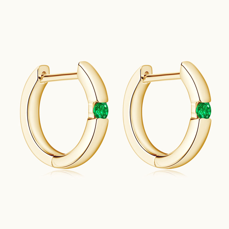 Chic Emerald Hoop Earrings