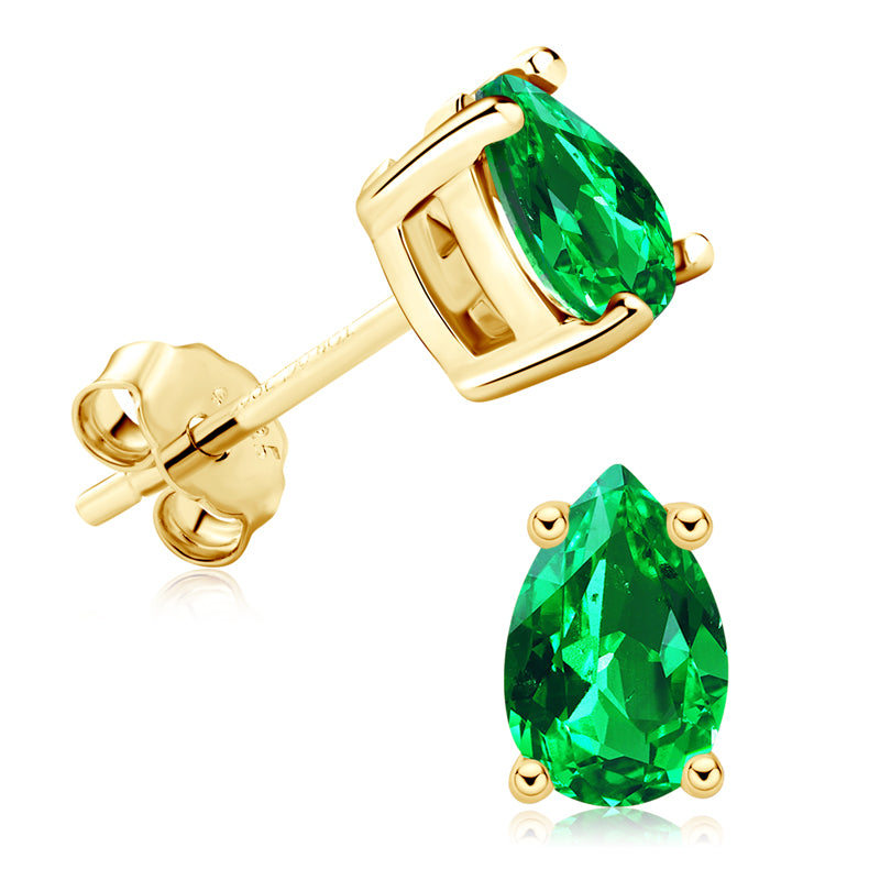 Vibrant Water Drop Emerald Stud Earrings - JESCOJES