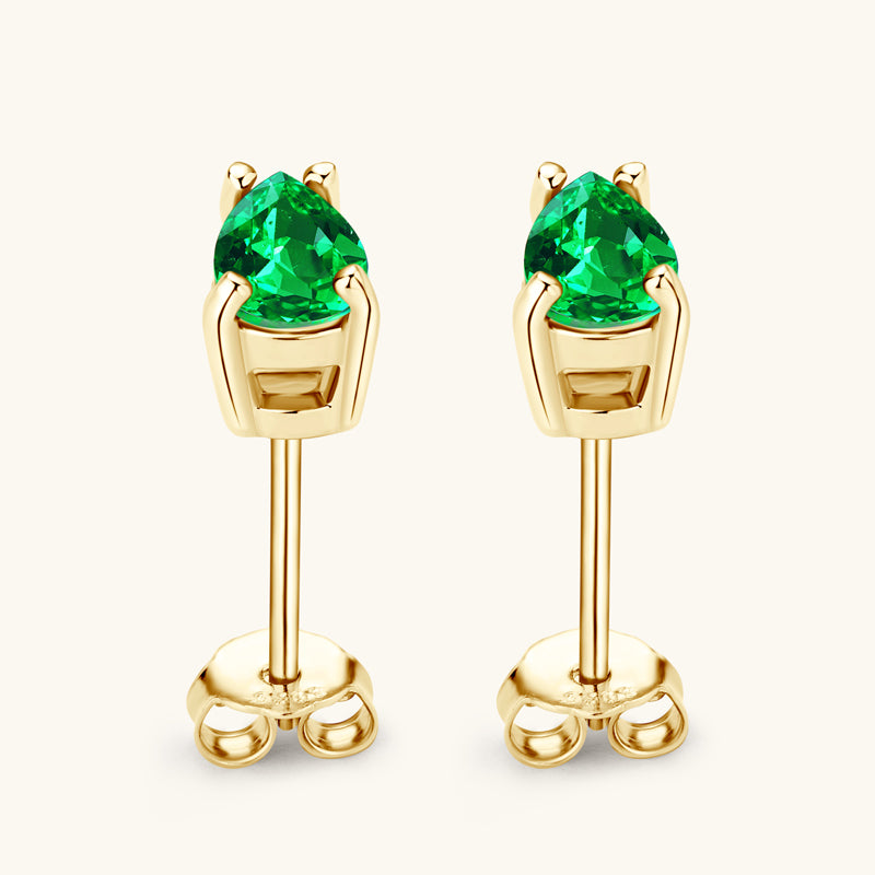 Vibrant Water Drop Emerald Stud Earrings