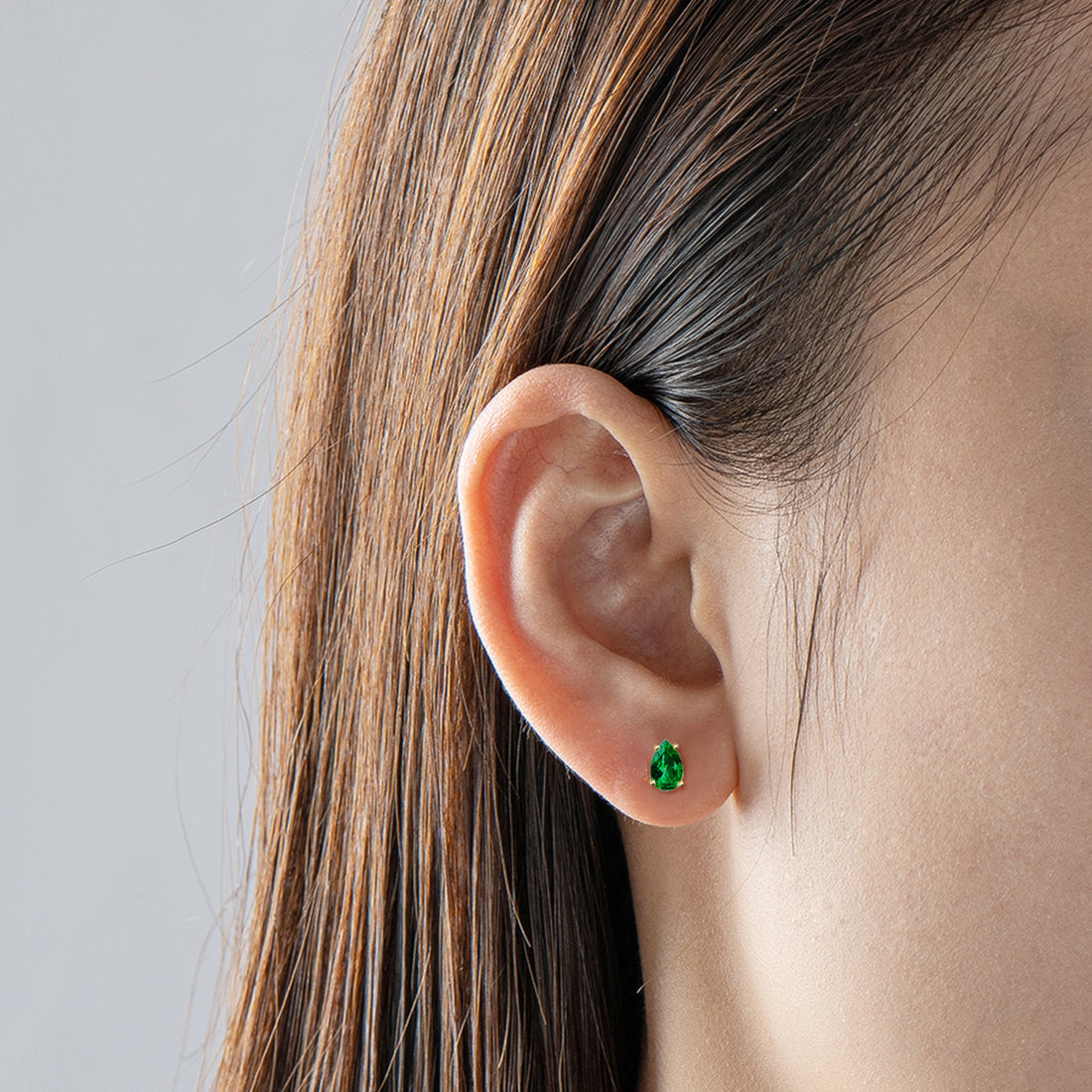 Vibrant Water Drop Emerald Stud Earrings