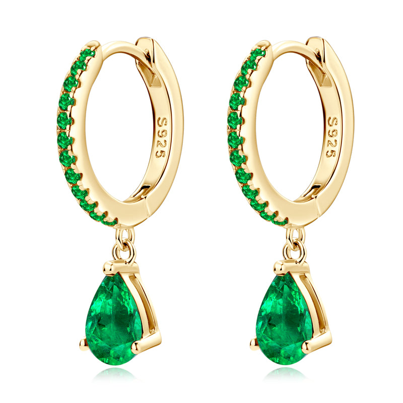 Pavé Water Drop Emerald Drop Earrings