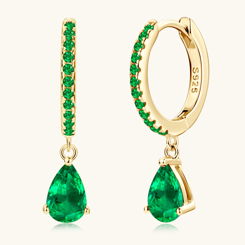 Pavé Water Drop Emerald Drop Earrings - JESCOJES